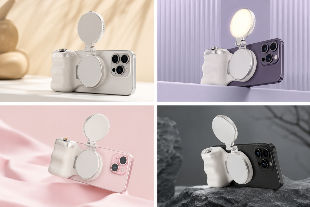 MagSnap Pro Magnetic Camera Grip with LED Selfie Light